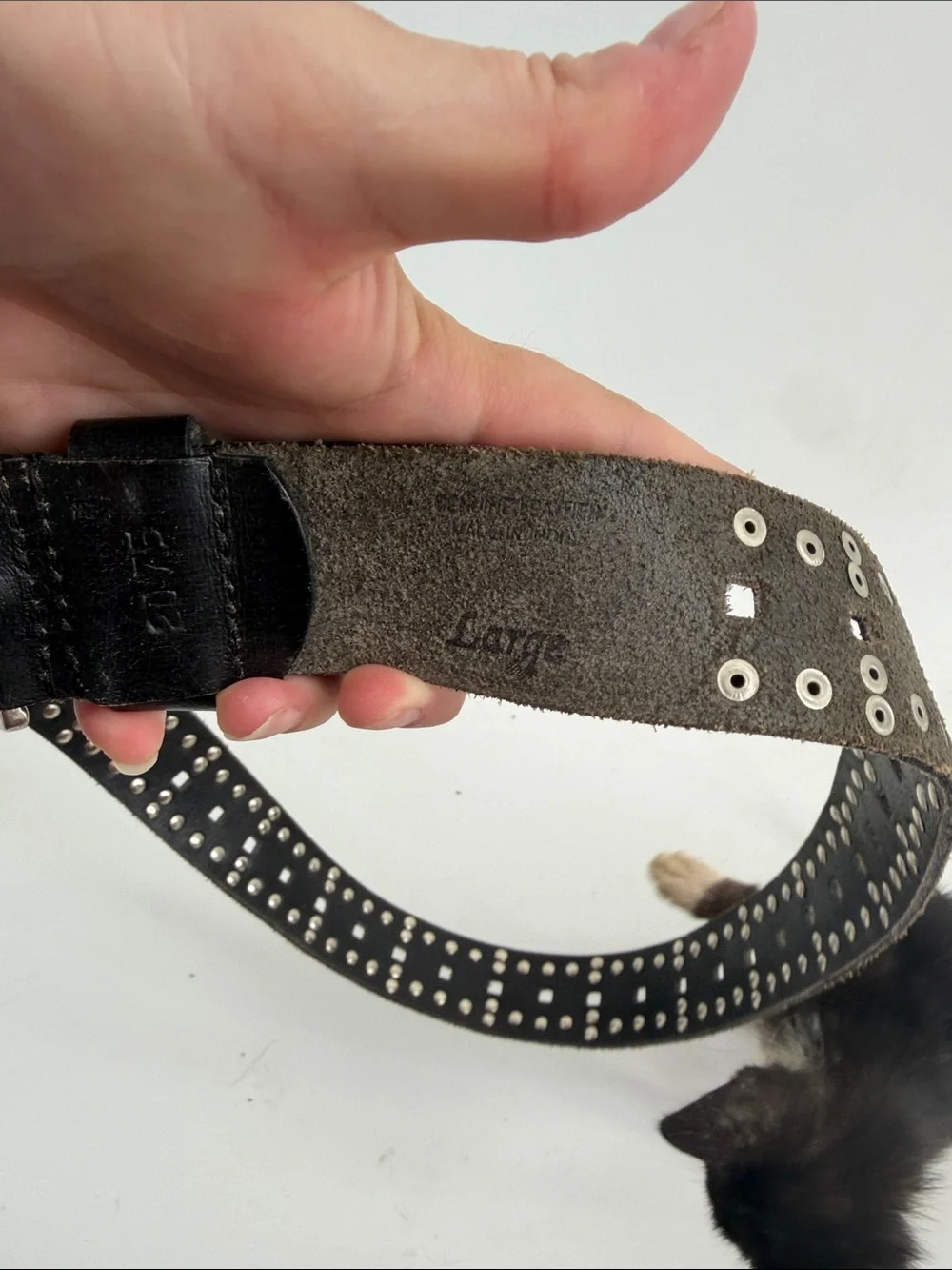 Vintage leather black studded rock n roll emo grunge belt sz L
